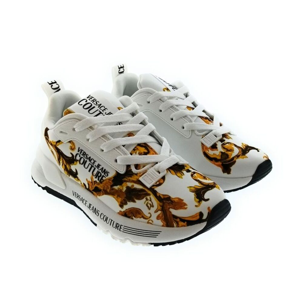 Versace Jeans Couture Women's White Baroque Print Lace-Up Sneakers